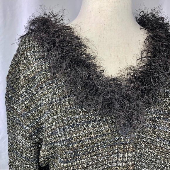 Sigrid Collection textured knit cardigan sweater faux mariboo collar eyelash M - Picture 2 of 11